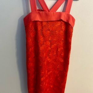 Banana Republic limited lace red-orange dress.